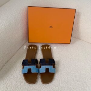Hermes Oran Sandal Bleu Brut / Bleu Clair