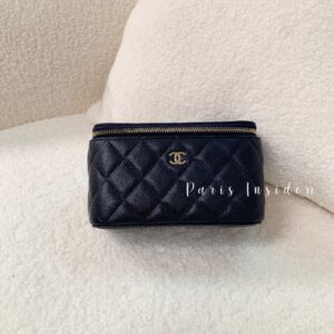 Chanel Dark Blue Long Vanity Case With Chain