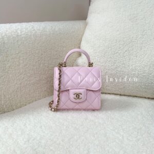 Chanel Mini Clutch On Chain With Top Handle Pink Sakura