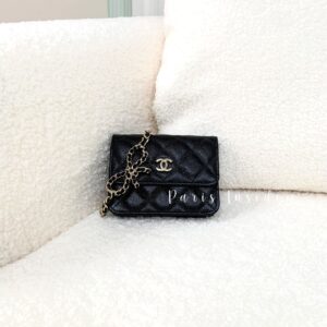 Chanel Mini Black Clutch With Ribbon Chain
