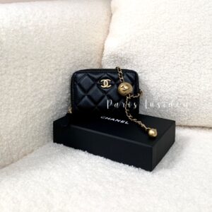 Chanel Mini Black Bag With Gold Ball Chain