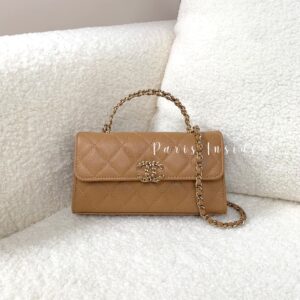 Chanel Kelly Clutch With Chain Beige