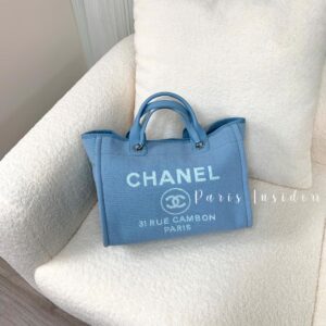 Chanel Deauville Beach Tote Bag Light Blue S Size