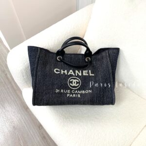Chanel Deauville Beach Tote Bag Dark Denim M Size
