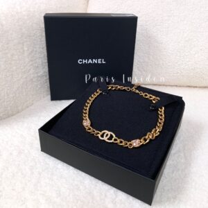 Chanel CC Logo Choker Gold With Pink