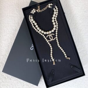 Chanel CC Logo Pearl AirPods Necklace