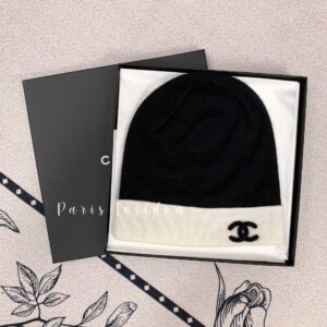 Chanel CC Logo Black And White Beanie