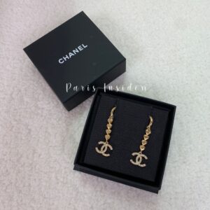 Chanel CC Logo Heart Pendant Earrings