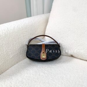 Celine Triomphe Logo Clutch On Strap Tabou Tan