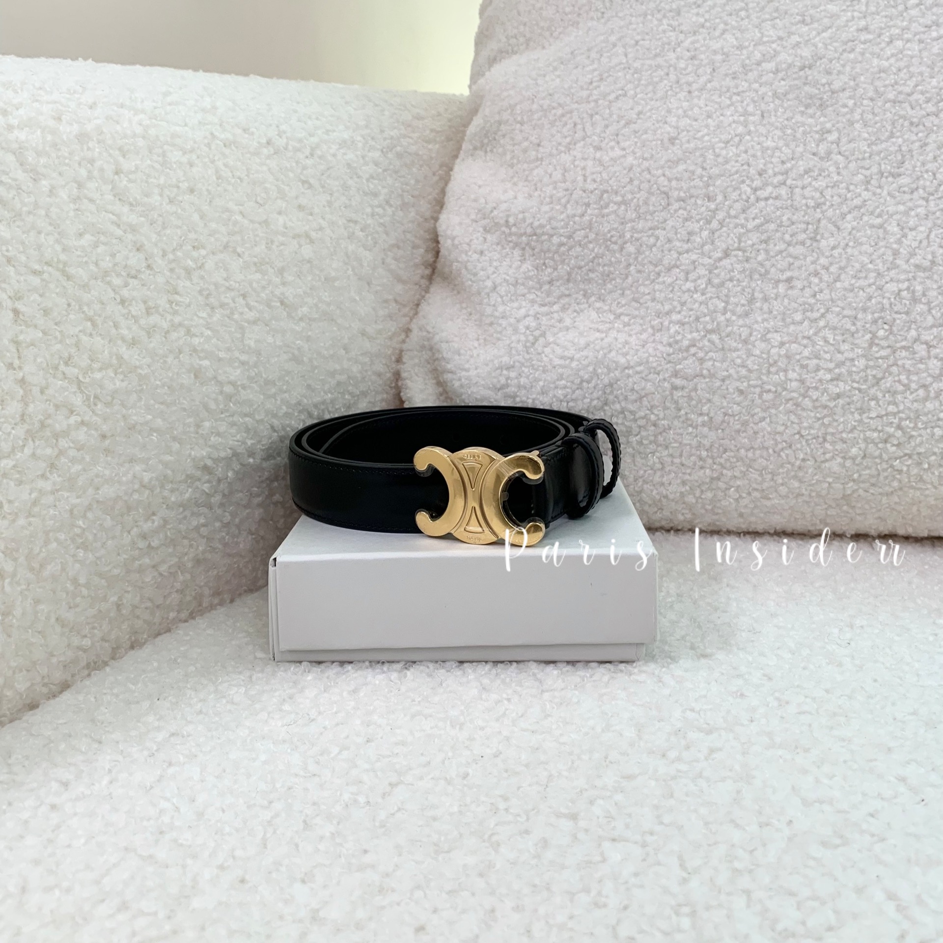 Celine Medium Triomphe Belt Black