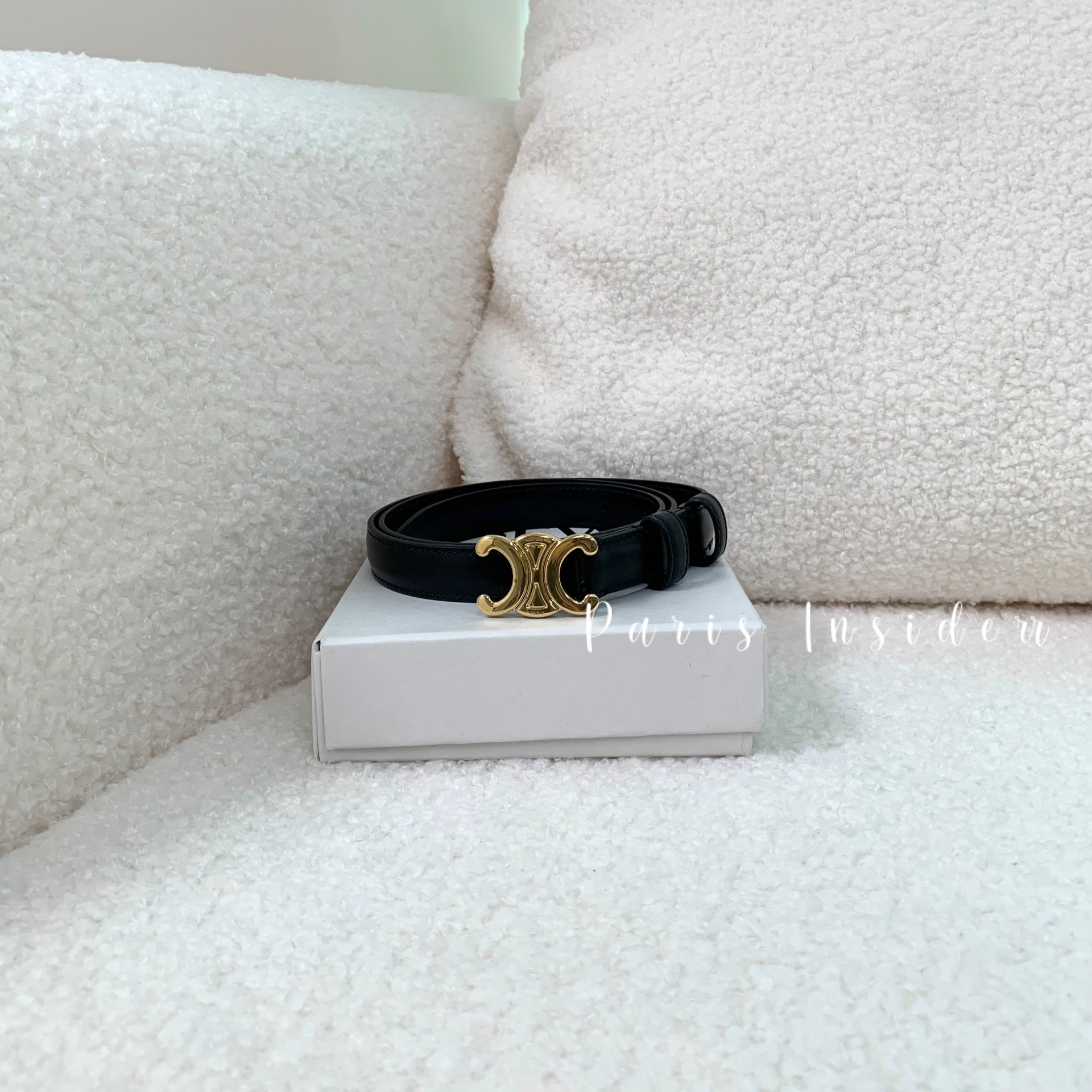 Celine Small Triomphe Belt Black