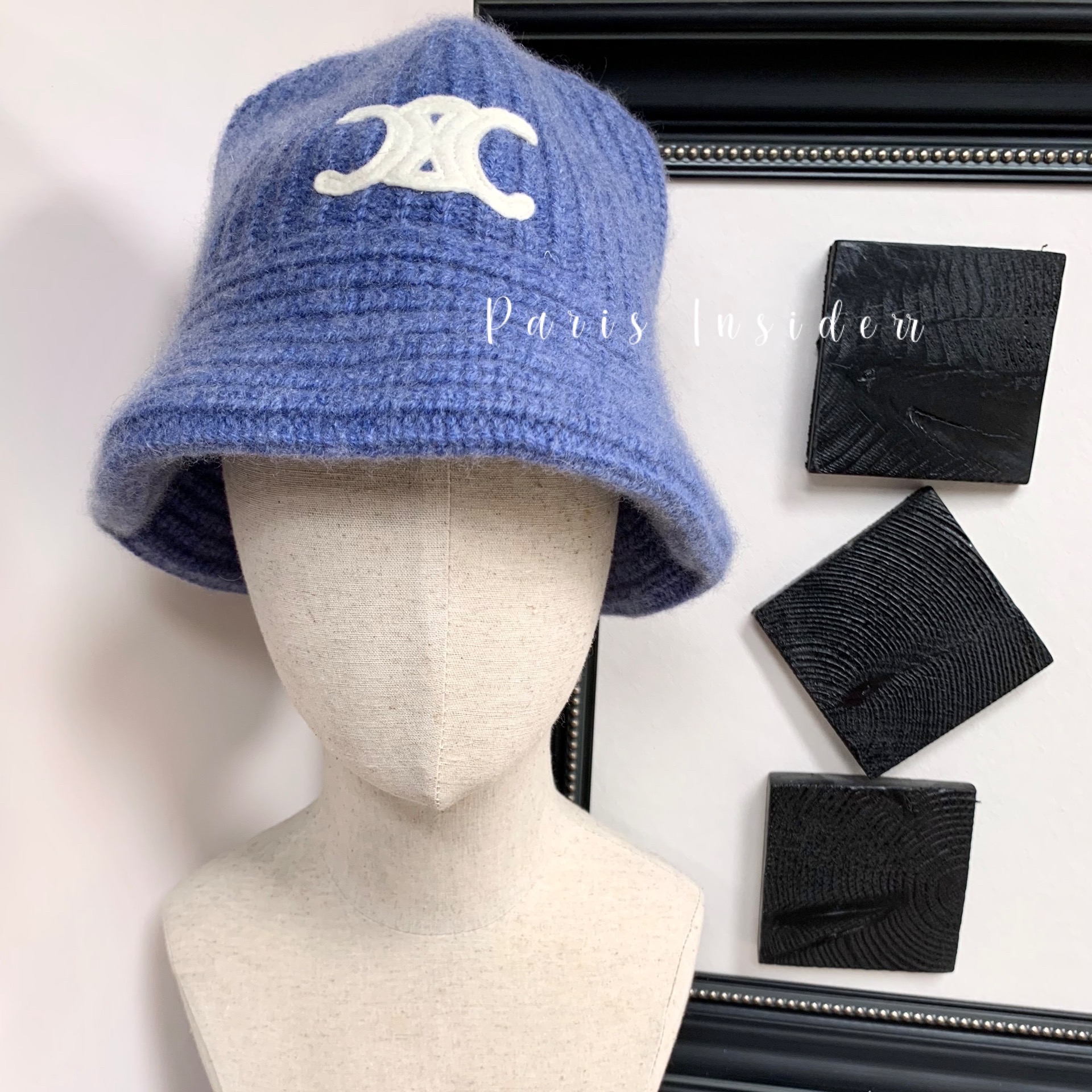 Celine Triomphe Cloche Beanie Blue