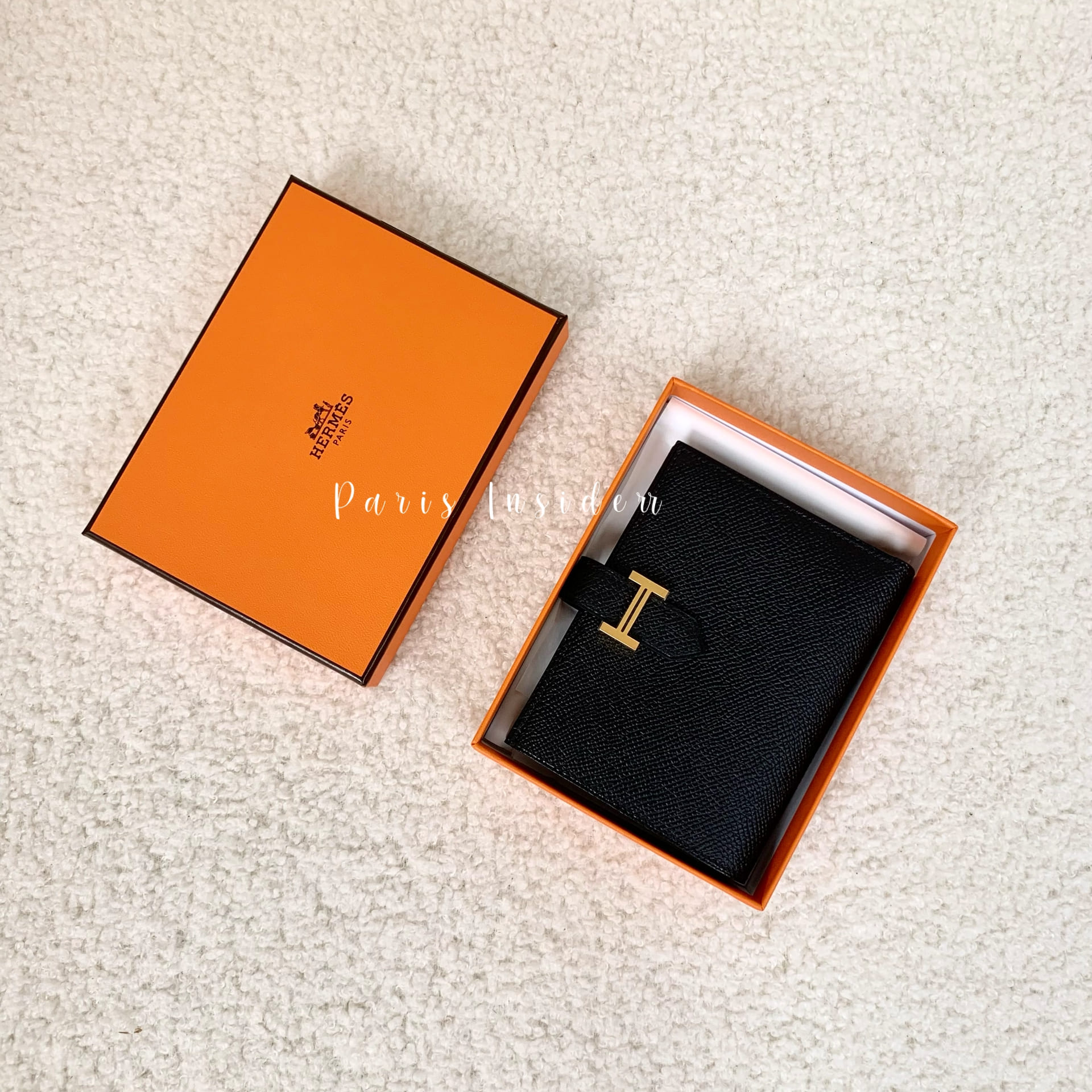 Hermes Bearn Compact Wallet Noir GHW