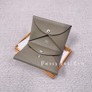 HERMES Calvi duo card holder Etoupe