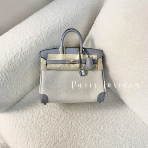 Hermes Birkin 25 toile - 8U Écru/Bleu Glacier CK
