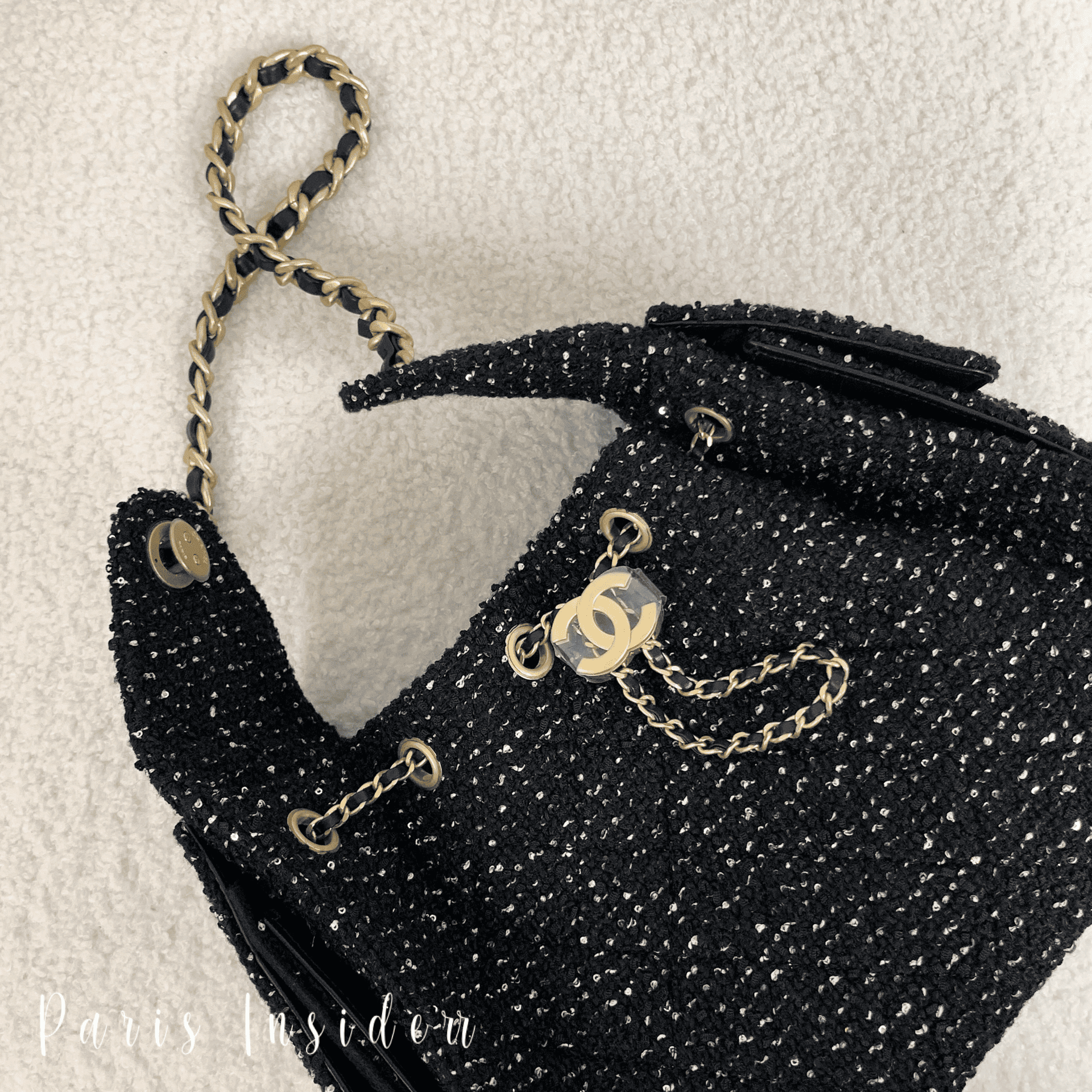 Chanel 25 Hobo Bag 25A Tweed Glitter - black 黑色AS5293