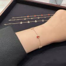 Qeenlin Wulu Mini Bracelet In 18K Rose Gold And Red Enamel Set With Diamonds - Paris Insider HK limited