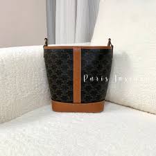 Celine Small Triomphe Logo Bucket Bag Tan - Paris Insider HK limited
