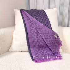 Gucci GG Wool Scarf – Grey And Purple 灰紫 - Paris Insider HK limited