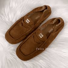 Miu Min soft suede loafers – oak 橡木色 - Paris Insider HK limited