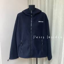 Miu Miu Cotton Fleece Zipper Hoodie – Navy - Paris Insider HK limited