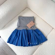 Miu Miu Grey With Periwinkle Poplin and Jersey Miniskirt - Paris Insider HK limited