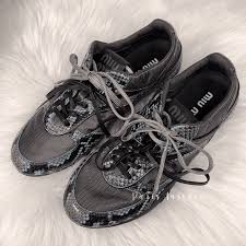 Miu Miu Gymnasium Technical Fabric and Python Low-Top Sneakers – black 黑 - Paris Insider HK limited