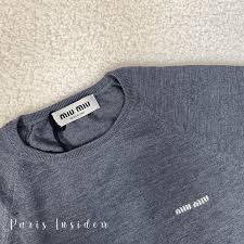 Miu Miu logo-intarsia Cashmere sweater – grey - Paris Insider HK limited