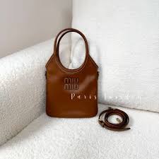 Miu Miu Mini Ivy Leather Handbag Cognac - Paris Insider HK limited